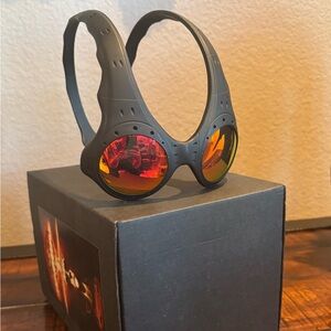 Oakley Over The Top Geometric Sunglasses Black Plastic Frame Red Mirrored Lenses